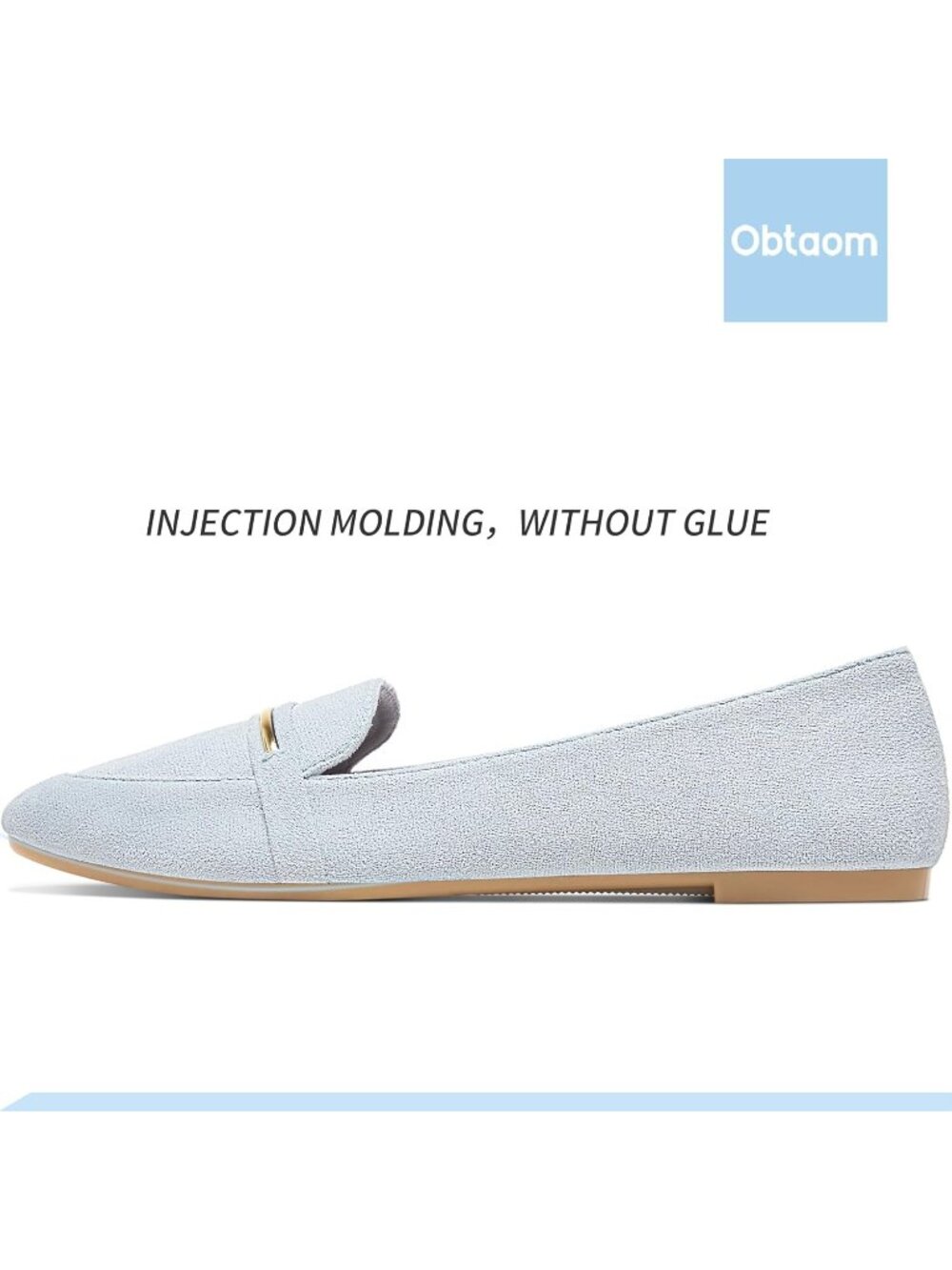 Women's Light Blue Faux Suede Comfortable Loafer Slip On Ballet Flat Cute Shoe - Picture 2 of 6